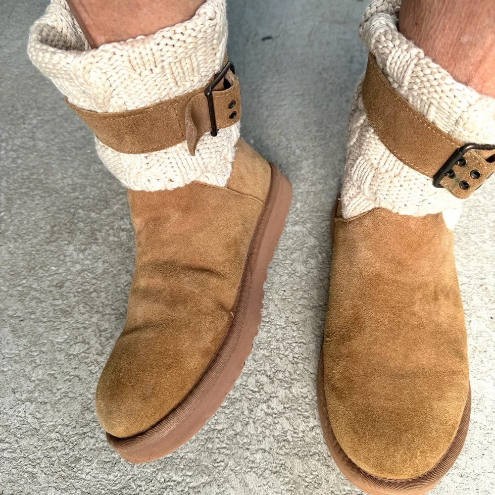 UGG Cambridge Chestnut Boots Slouch Suede Fold Over Women’s 7